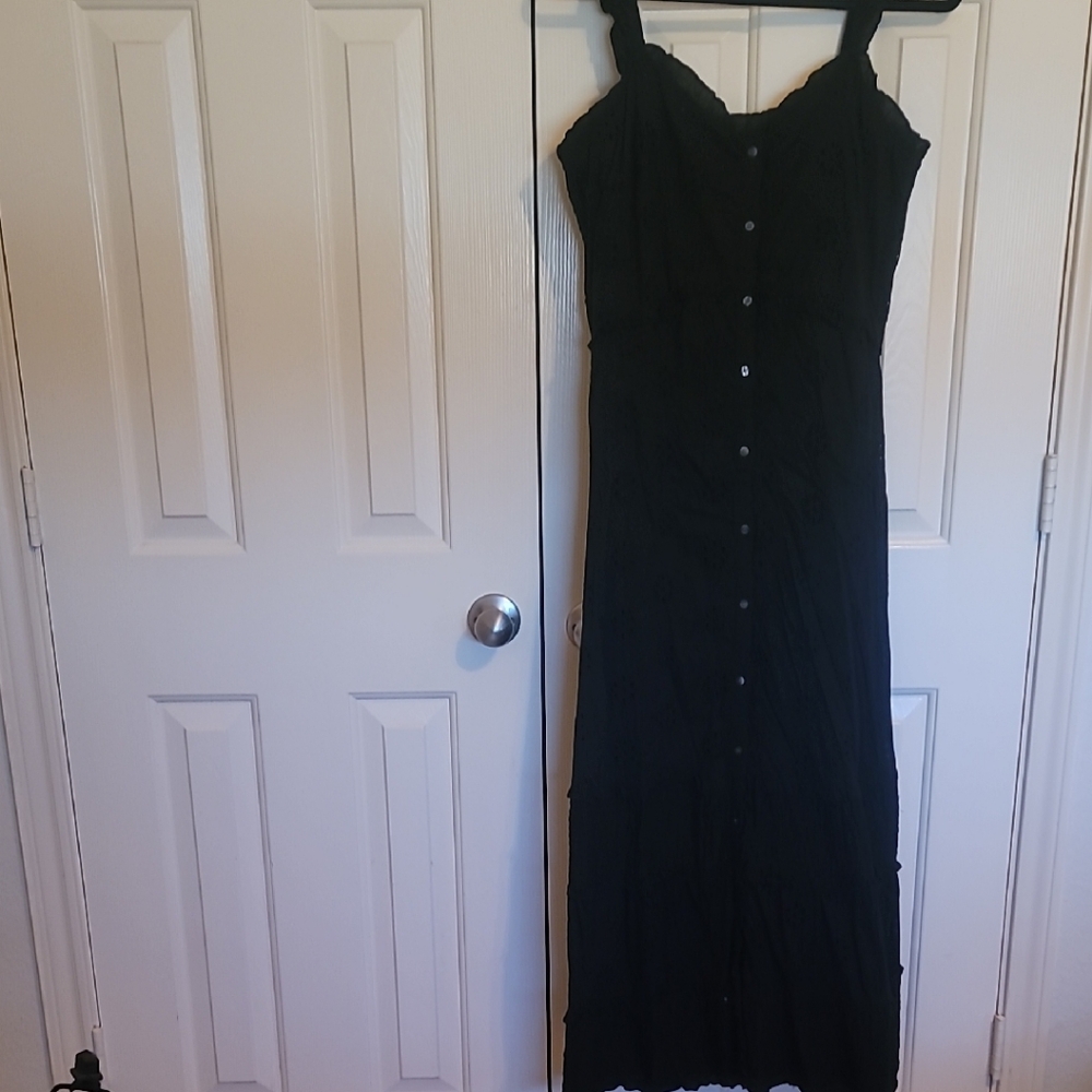 GAP Black Button-Down Maxi Dress